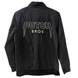 Dutch Bros Coffee Black White Bomber Jacket Women's Small Zip Up Quilted Lined